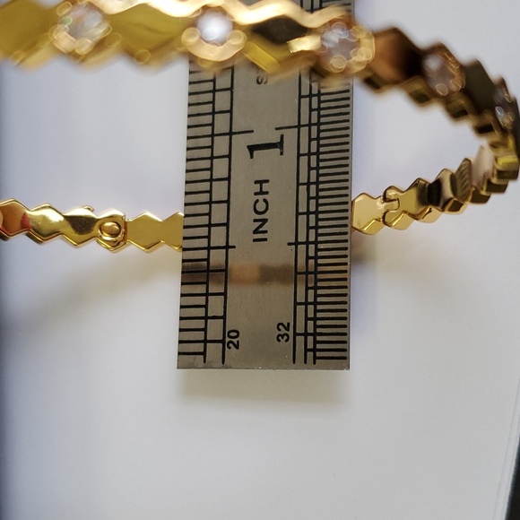 Squiqqly 12 Stone Gold Bangle Bracelet - Picture 7 of 7